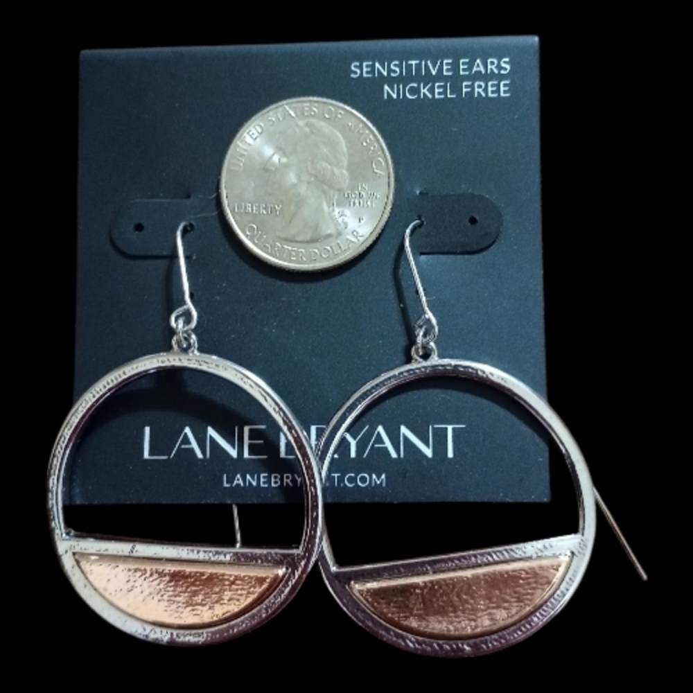 Lane Bryant Two toned Circle Earrings Drop Dangle NWT 🎉